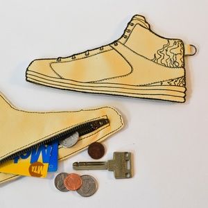 Sneaker Coin Purse Genuine Leather Screen Printed